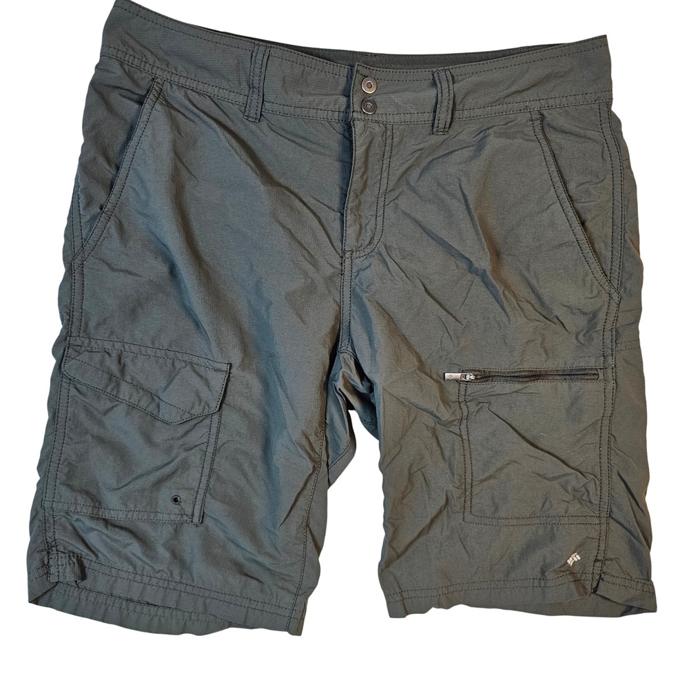 Columbia Omni-Shade Cargo Shorts Womens 10 Green Hiking Outdoor Utility UPF Sun